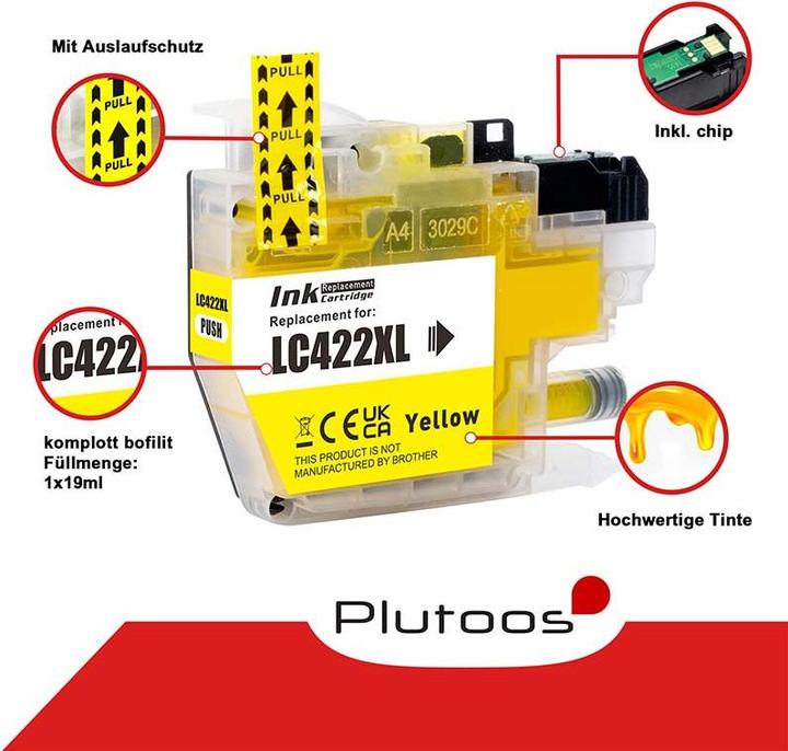 Actual product image Plutoos Brother LC-422XL cartridge compatible, set of 4 colours LC-422 XL