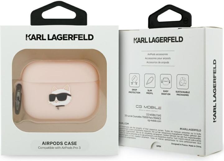 Produktbild Karl Lagerfeld - Silicone Chaupette Head 3D (KLAP3RUNCHP) - Apple AirPods Pro 3 - Pink (Kopfhörer Hülle)