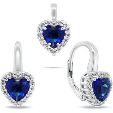 Brilio, Schmuck Set, Silver - Silver heart jewelry set with zircons SET273WB (earrings. pendant), Silber