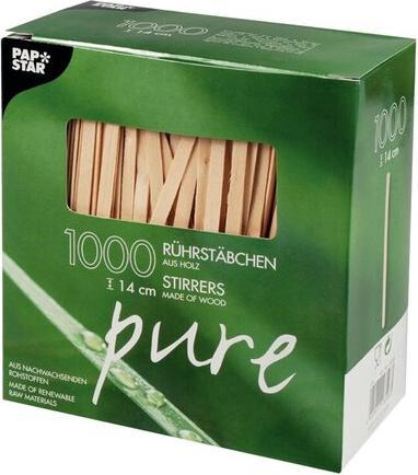 Produktbild Papstar Rührstäbchen Holz pure 14cm (1000 x)