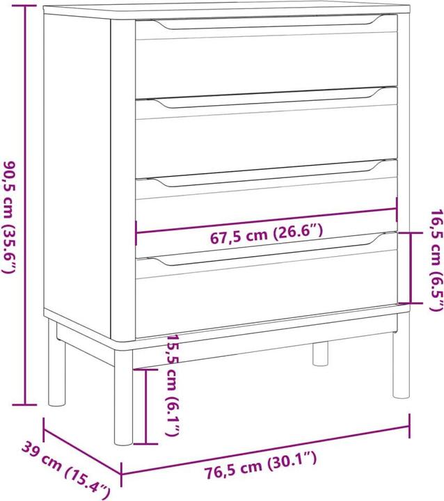 Produktbild vidaXL Schubladenschrank (76.50 x 39 x 90.50 cm)