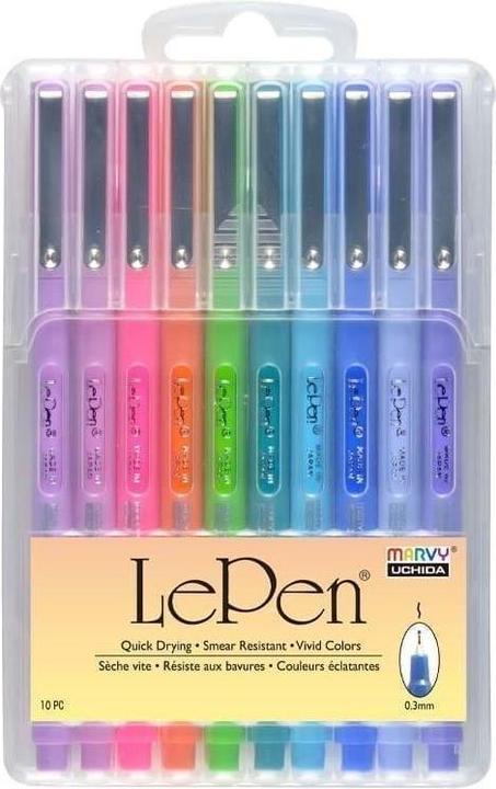 Uchida MARVY stylische Stifte mit dünner Spitze Le Pen Bright, 10 Stk. (Mehrfarbig, 10 x)