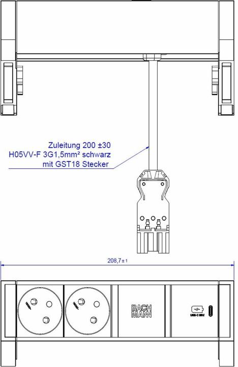 Produktbild Bachmann DESK2 2x UTE 1x USB C 30W blanc (2x, CEE 7/3, CEE 7/5)