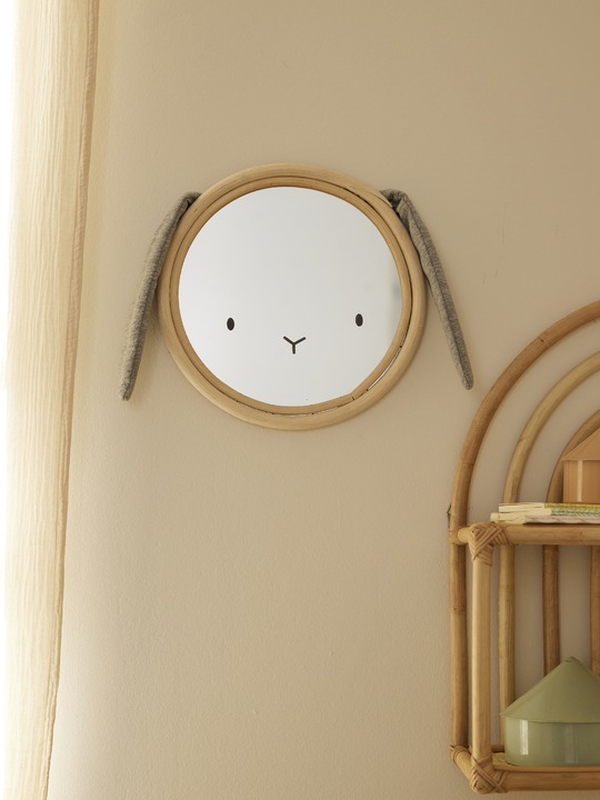 Image du produit Vertbaudet Miroir pour chambre d'enfant HASE, rotin/tissu
