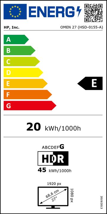 Energie-Label HP Omen 27 (1920 x 1080 Pixel, 27")