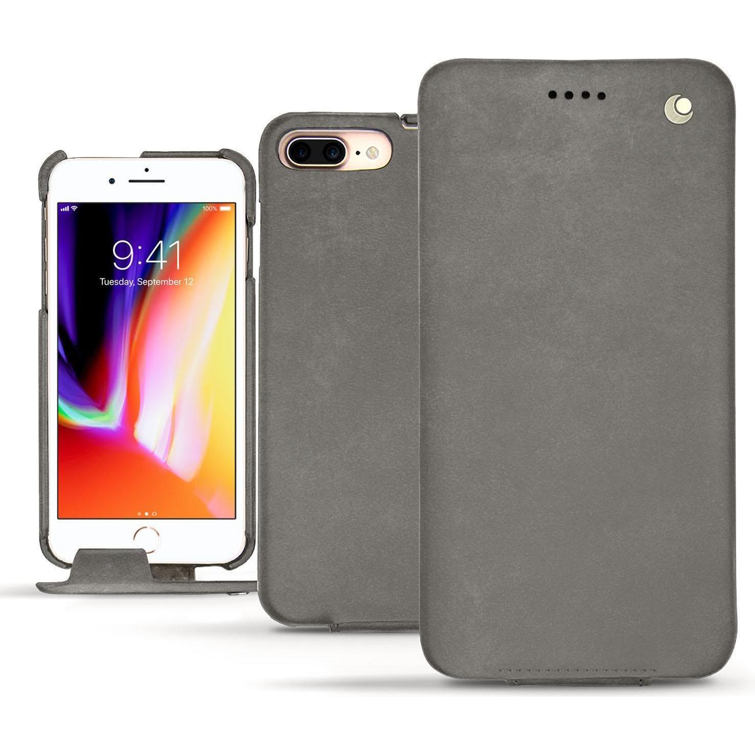 Noreve Lederschutzhülle vertikal (Apple iPhone 8 Plus), Smartphone Hülle, Grau