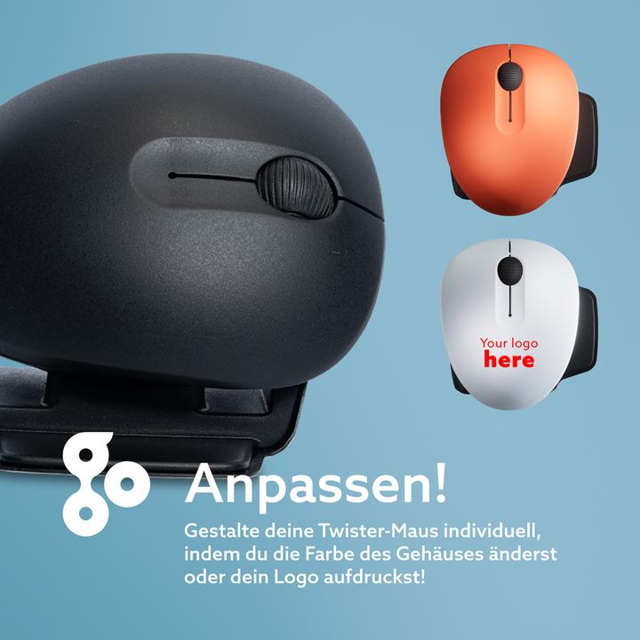 Produktbild R-Go Tools R-Go Maus Twister ergonomisch beidhändig USB u. Bluetooth sw (Kabelgebunden, Kabellos)