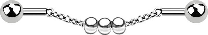 Produktbild Star Piercing Barbell silber zwei Kugeln Kette drei Kugeln (ohne Messing, Chirurgenstahl 316L)