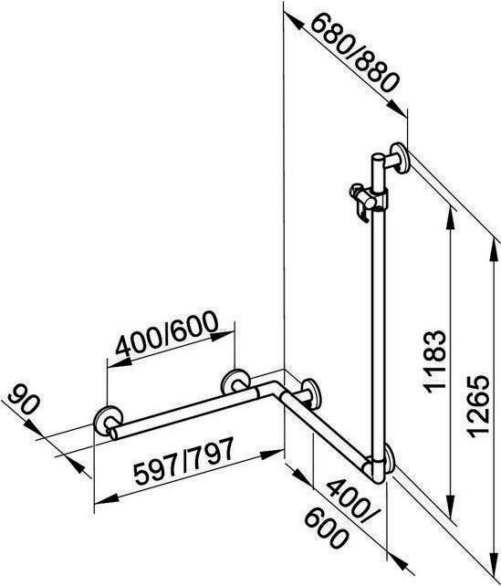 Productafbeelding Keuco Douchegreep PLAN CARE m douchestang 597/680/1265mm vc