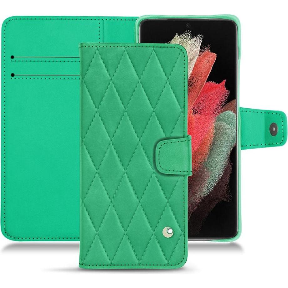 Noreve Lederschutzhülle Wallet (Samsung Galaxy S21 Ultra), Smartphone Hülle, Grün