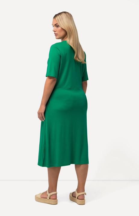 Produktbild Ulla Popken Jersey-Midikleid, A-Linie, V-Ausschnitt, Halbarm (50, 52)
