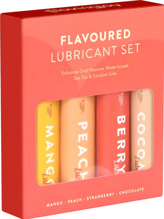 Produktbild Nuru Lovingjoy «Flavoured Lubricant Set» 4x30ml wasserbasiert, zuckerfrei, kondomsicher, 4 Aromen (120 ml)