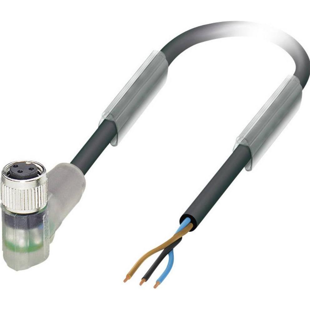 Phoenix Contact Sensorleitung + Buchse PUR 3m M8 3-polig, Elektronikkabel + Stecker, Schwarz