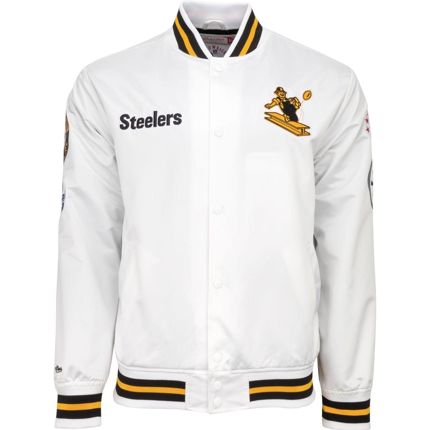 Mitchell & Ness, Herren, Jacke, City Lightweight Satin Jacke Pittsburgh Steelers - M (M), Weiss, M