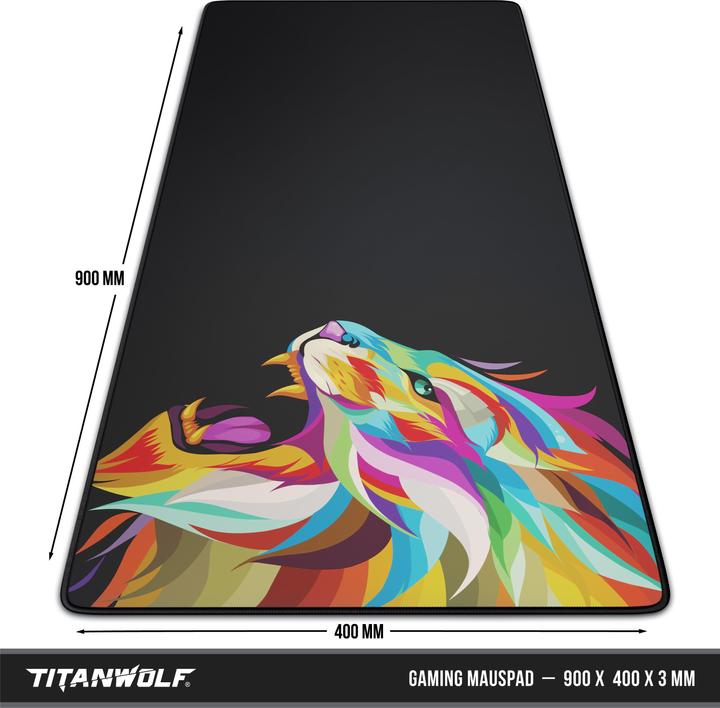 Produktbild Titanwolf Gaming Mauspad, 900 x 400mm XXL Mausmatte, verbessert Präzision & Geschwindigkeit, Color Lion 2 (XXL)