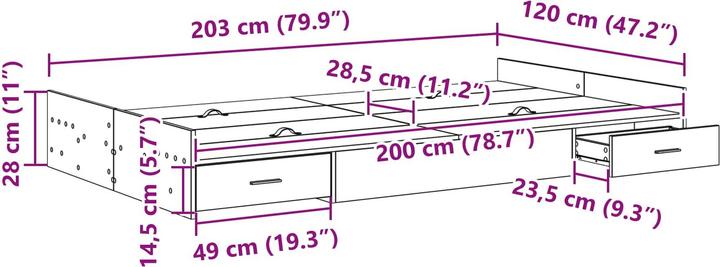 Actual product image vidaXL Moderner Bettrahmen (120 x 200 cm)