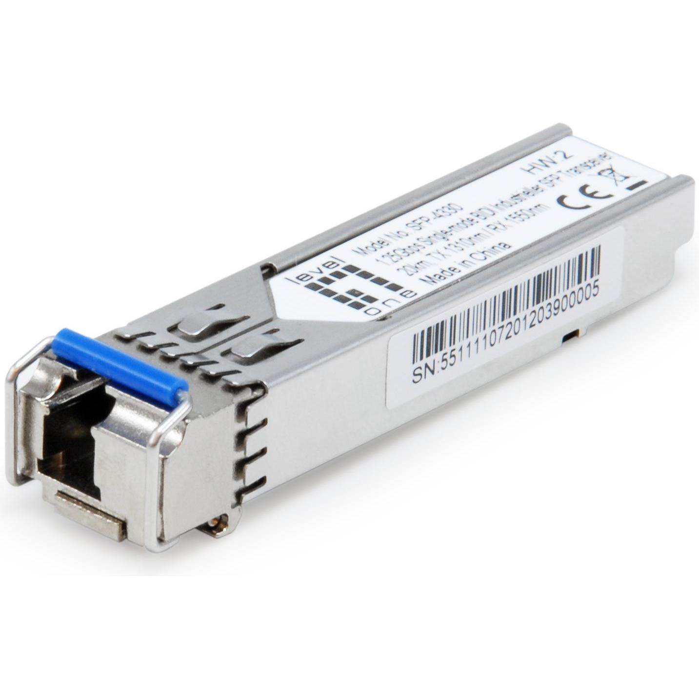 LevelOne BIDI Transceiver Single-M. 1550nm/T1310, Transceiver, Silber