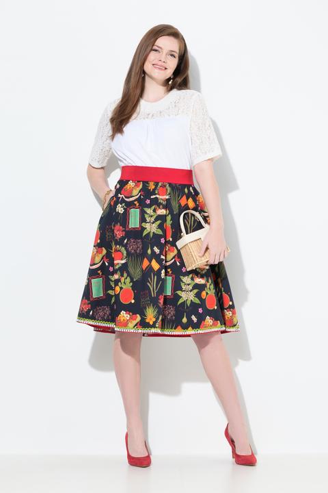 Image du produit Ulla Popken Robe imprimé champêtre, taille élastique et coupe évasée (48)
