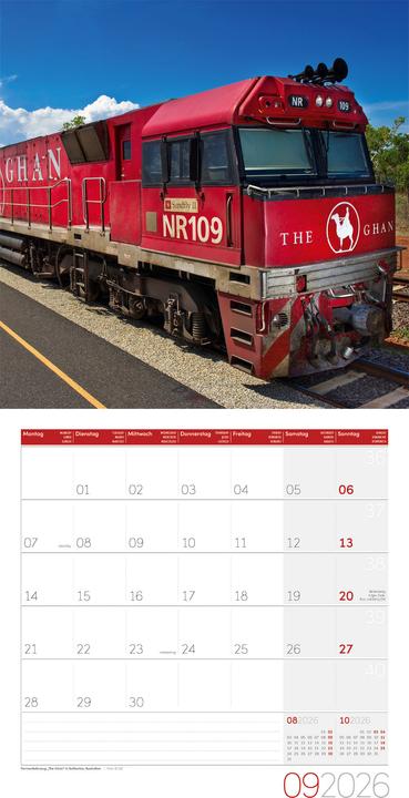 Image du produit Lokomotiven Kalender 2026 - 30x30 (30 x 30 cm, Couverture rigide, Allemand, Français, Anglais, Italien)