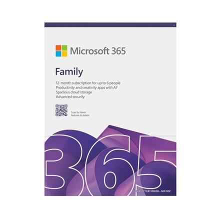 Produktbild Microsoft MS FPP M365 Family FY25H2 1 License Medialess 1 Year (EN) (6 User, 12 Monate)
