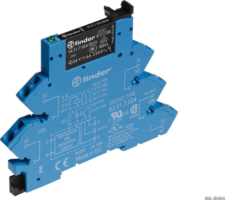 Finder Koppelrelais 1W, 6A 38.61.3.240.0060 Versie van de elektrische aansluiting Veerbelaste aansluiting