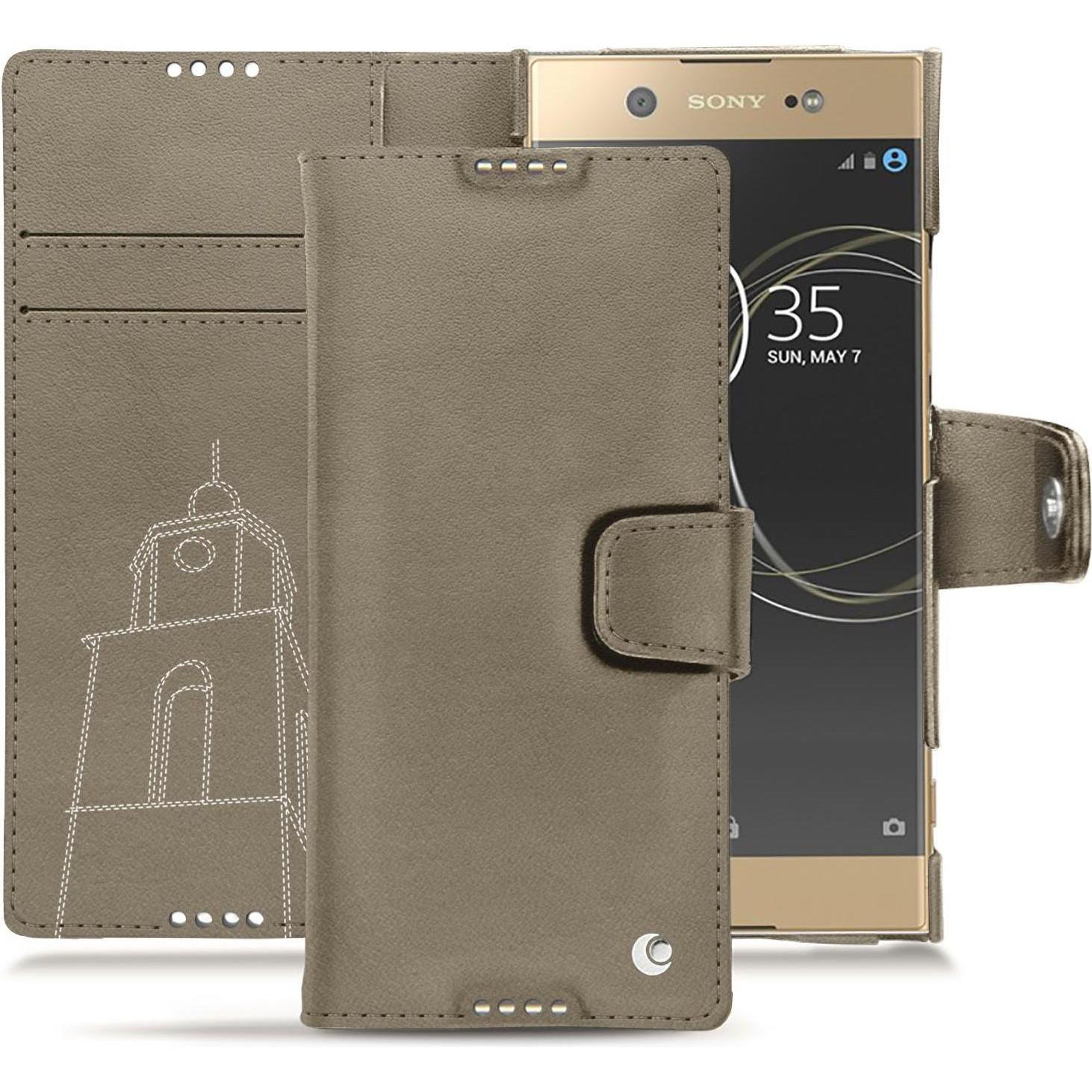 Noreve Lederschutzhülle Wallet (Sony Xperia XA1 Ultra), Smartphone Hülle, Beige
