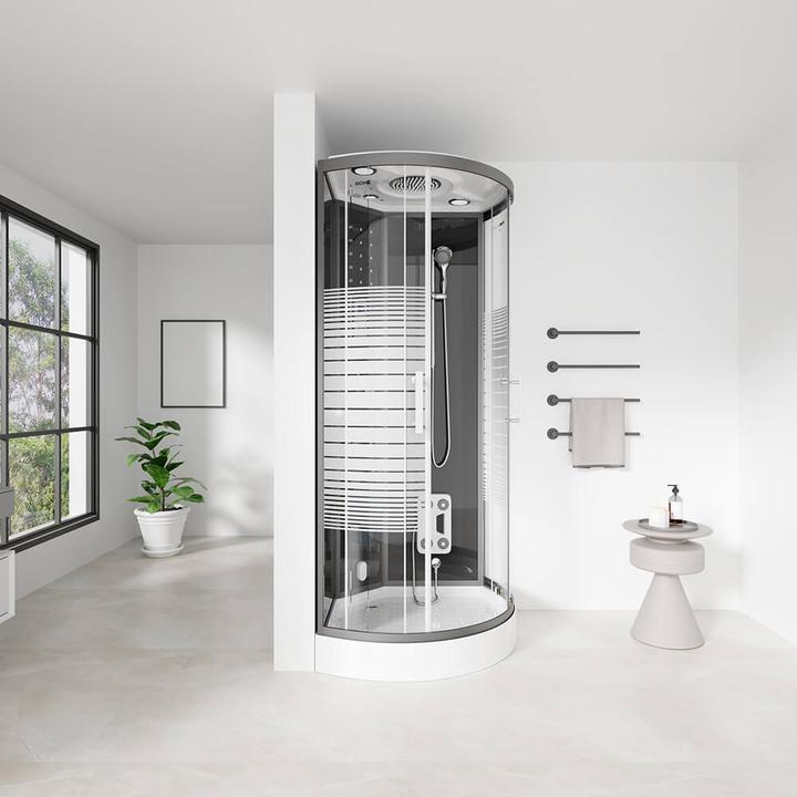 Actual product image Home Deluxe Steam shower with waterfall MANTA BLACK L steam sauna, 100x100x220cm