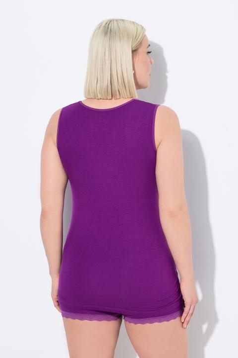 Image du produit Ulla Popken Débardeur en viscose de bambou. Décolleté V à dentelle (42, 44)