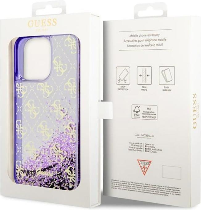 Produktbild Guess GUHCP14XLC4PSGU iPhone 14 Pro Max 6.7" purple/purple hardcase Liquid Glitter 4G Transculent (Apple iPhone 14 Pro Max)