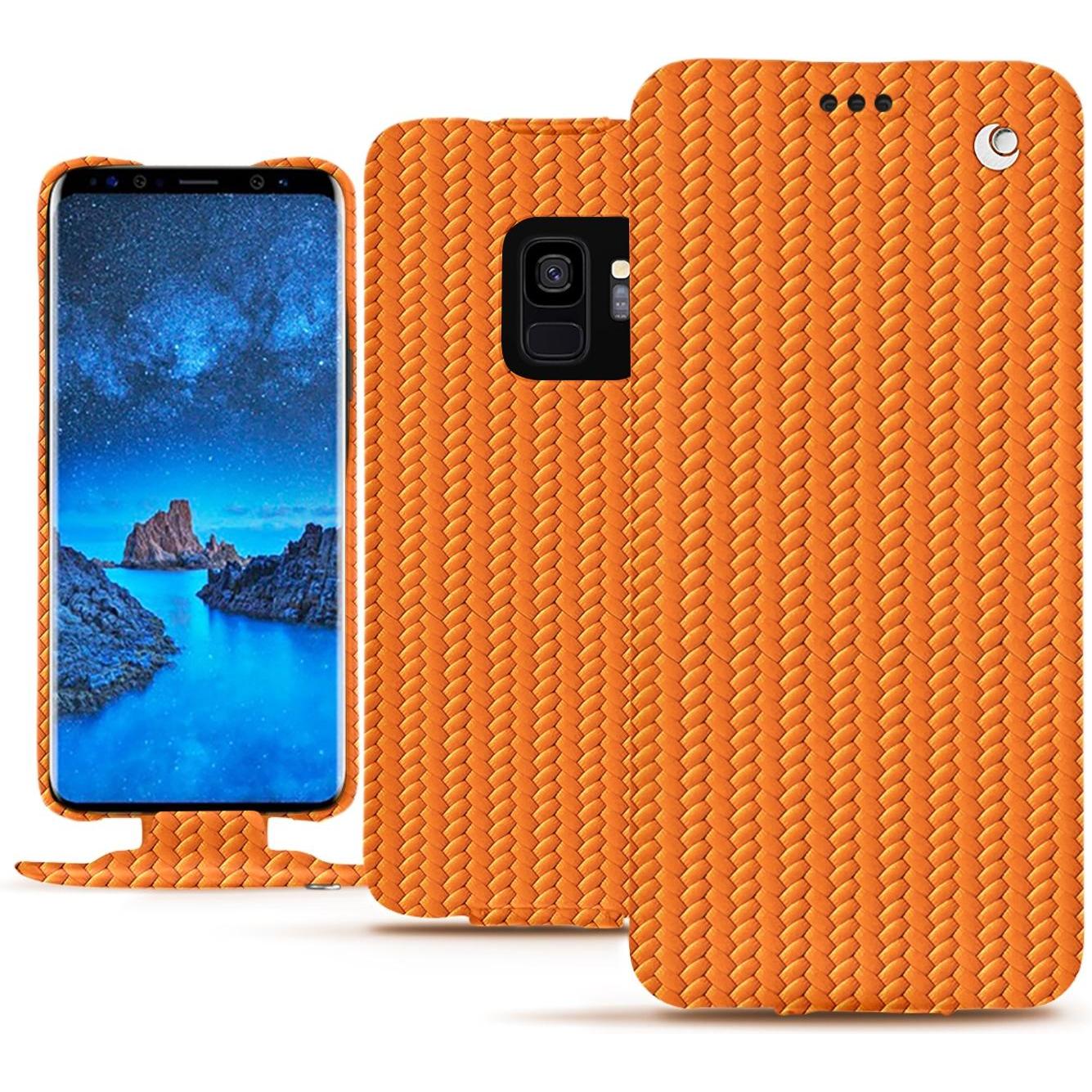 Noreve Lederschutzhülle vertikal (Samsung Galaxy S9), Smartphone Hülle, Orange