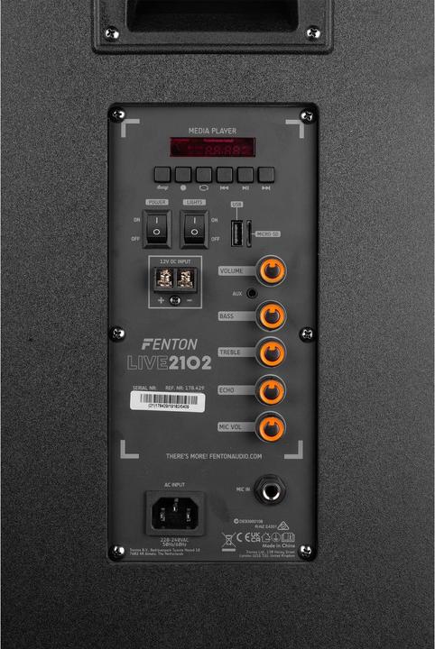 Produktbild Fenton Party speaker - LIVE2102 Partystation met Bluetooth en lichteffecten - Met (Passiv)