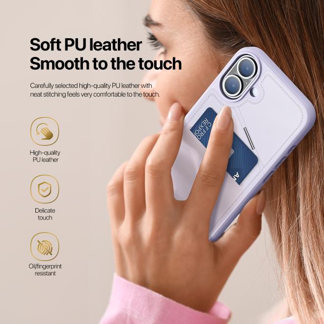 Image du produit Dux Ducis Étui pour iPhone 16 avec emplacement pour carte - Violet (Apple iPhone 16)