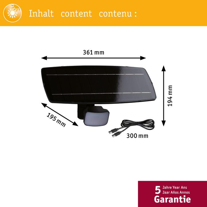 Produktbild Paulmann Solar Wandfluter Flotas (700 lm, IP65)
