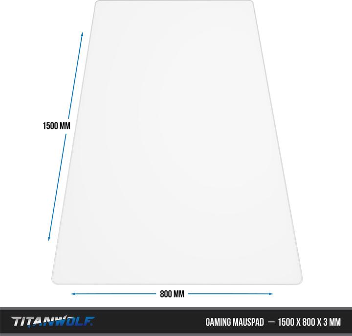 Produktbild Titanwolf Gaming Mauspad, XXXL Speed Gaming Mausmatte, Mousepad Extragrosse Fläche von 1500 x 800mm, weiss (XXL)