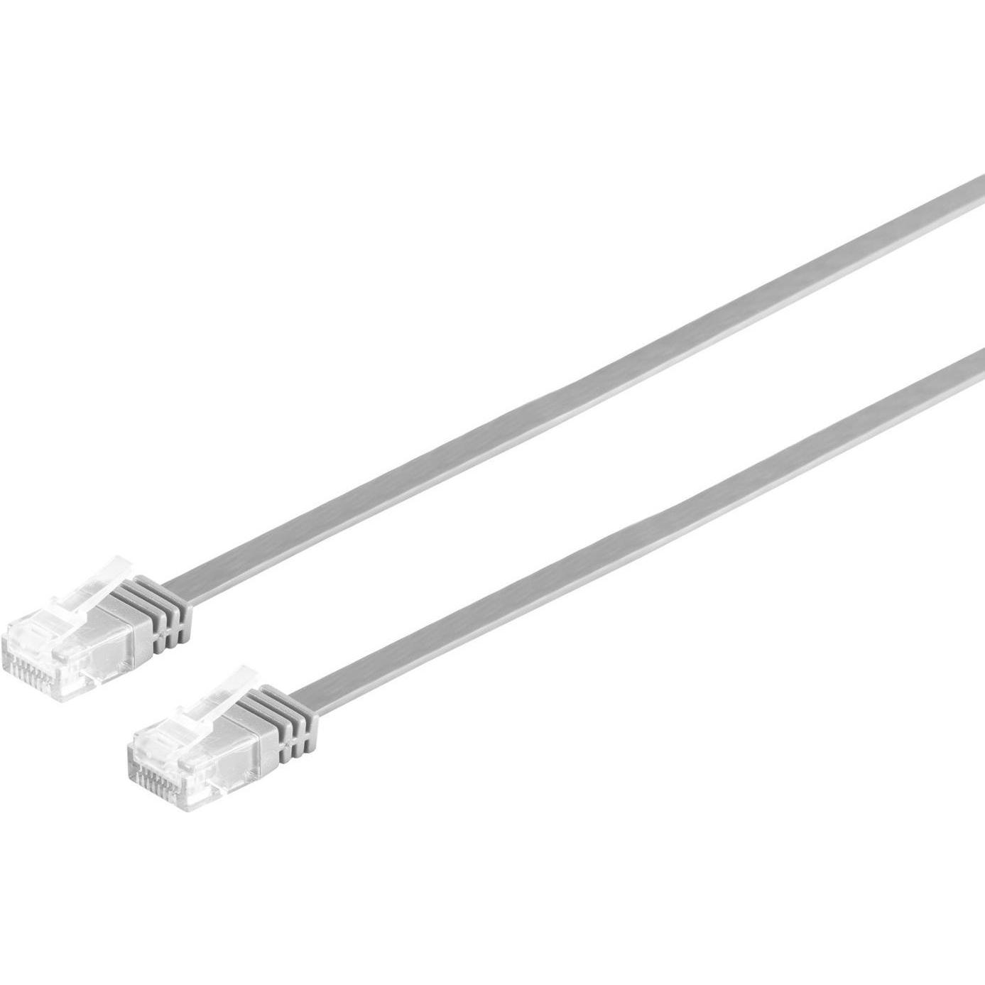 Tecline Patchkabel Cat.6 U/UTP, ungeschirmt, flach, grau, 2.0m superflaches Patchkabel z.B. für die Verlegun (UTP, CAT6,...