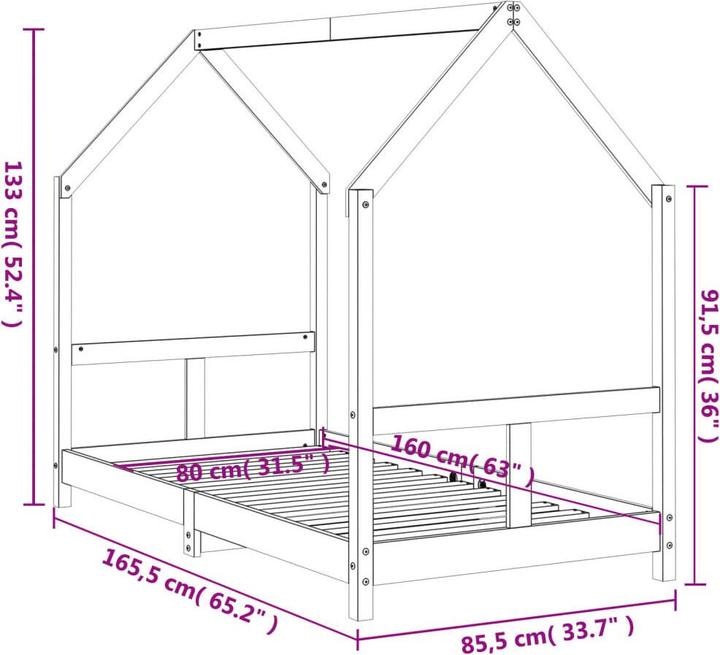 Produktbild vidaXL Kinderbett (80 x 160 cm)