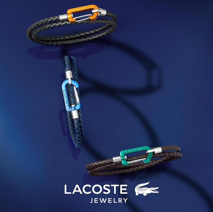 Actual product image Lacoste - Brown braided leather bracelet Matt 2040314 (Aluminium, Leather)