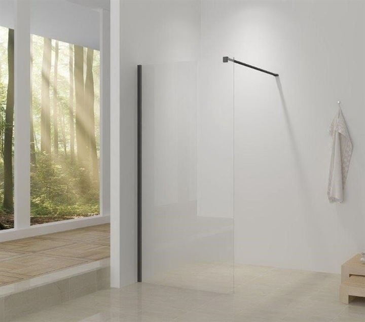 Actual product image Masterjero SHOWER WALL GLASS116X195CM 8MM BLACK