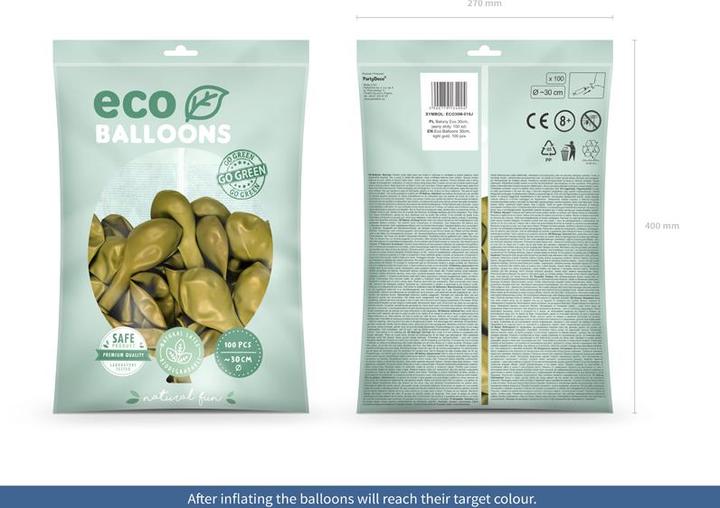Produktbild Partydeco Eco Balloons 30cm metallic, light gold (1 pkt / 100 pc.) (100 x)