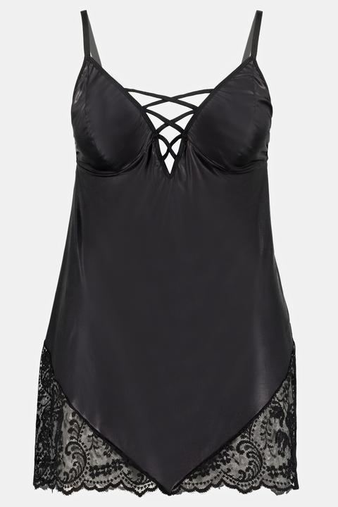 Produktbild Ulla Popken 2-tlg. Set, Négligé & String, Lederoptik, elastisch (42, 44)