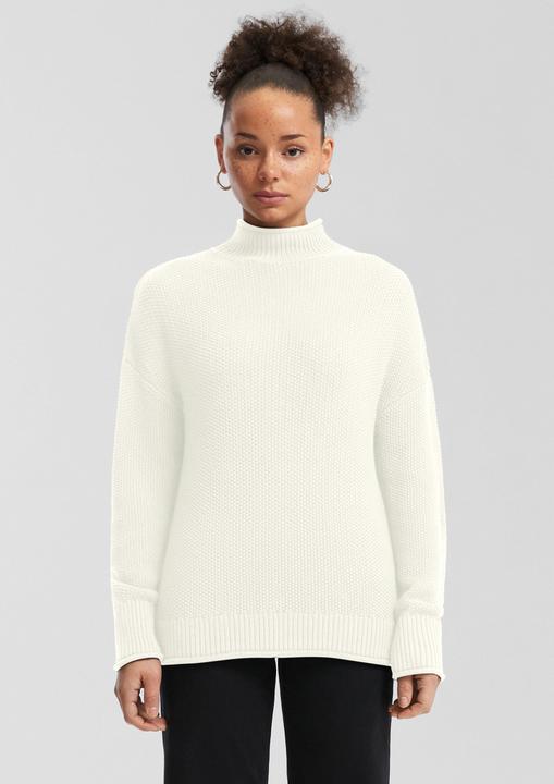 Produktbild s.Oliver Strickpullover Strickpullover mit Stehkragen aus Baumwollmix (L)