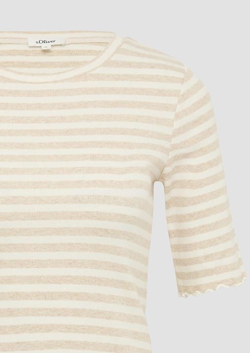Produktbild S.Oliver T-Shirt Geripptes T-Shirt mit Ziersaum (44)