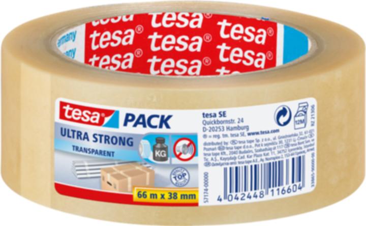 Produktbild tesa tesapack ULTRA STRONG Paketklebeband - PVC Packband für festes Verpacken und sicheres Bündeln (50 mm)