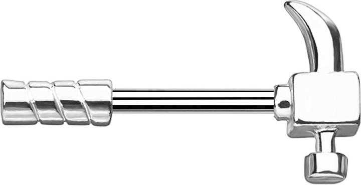 Produktbild Star Piercing Barbell Stab Hammer silber (Messing, Chirurgenstahl 316L)