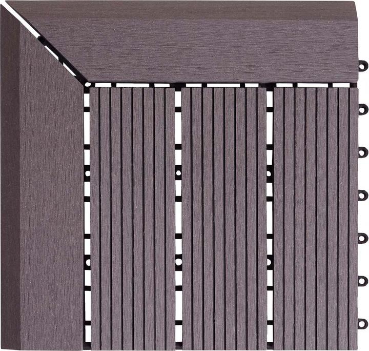 Image du produit Swisshandel24 WPC Carrelage d'angle Rhône + bordure, aspect bois terrasse, 30x30cm Premium Angle gauche, gris (1 x, 30 x 30 cm)