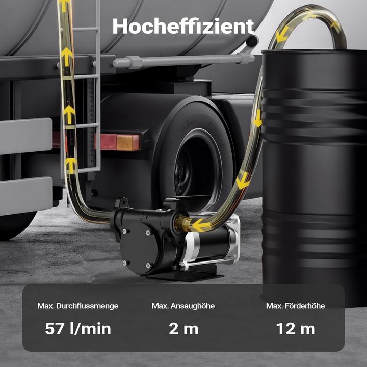 Actual product image Wiltec Transferpumpe 12V 180W Kraftstoffpumpe 57l/min Förderpumpe Diesel/Benzin