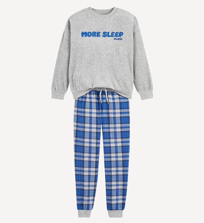 Produktbild La Redoute Collections Pyjama mit Botschaft und karierte Hose (140)