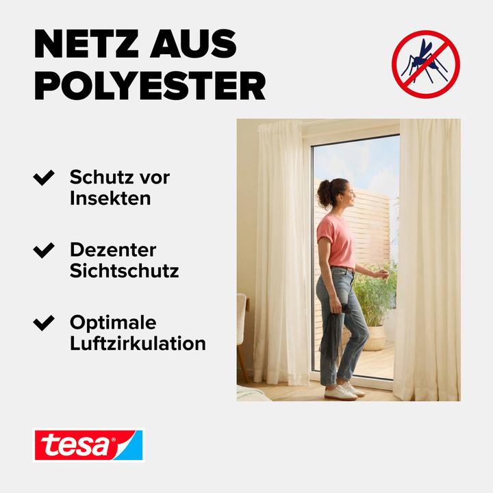 Actual product image tesa Insect screen COMFORT for windows, with Velcro tape, self-adhesive, without drilling (120 x 240 cm)