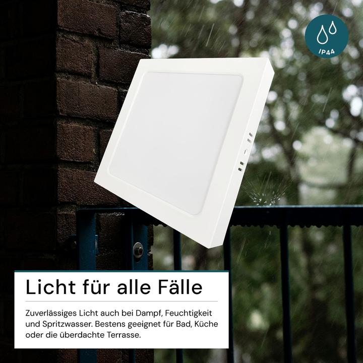 Produktbild Luxula LED-Deckenleuchte, 6W, EEK: F, 600lm, CCT, IP44, quadrat, weiss (600 lm)