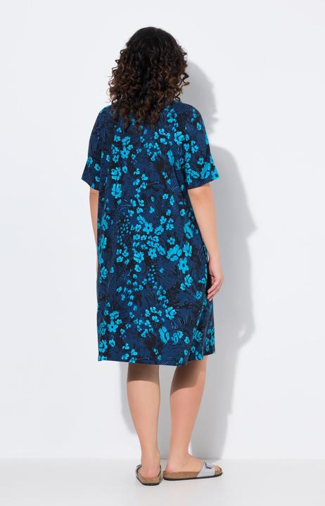 Produktbild Ulla Popken Jersey-Midikleid, A-Linie, V-Ausschnitt, Halbarm (50, 52)